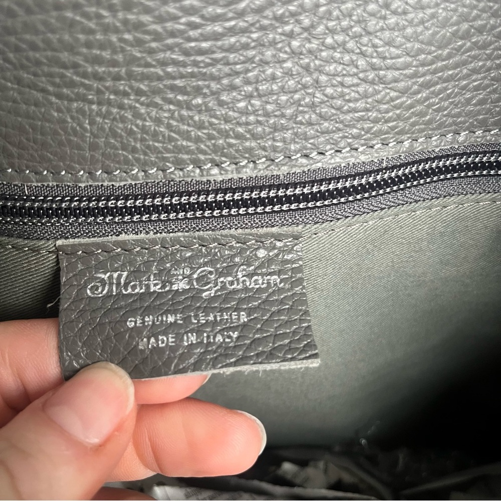 Mark & Graham Gray Elisabetta Slouch Leather Satchel tote pebbled leather Italy - Picture 4 of 6